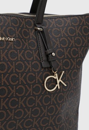 Bolso Tote Marrón-Café-Dorado Calvin Klein