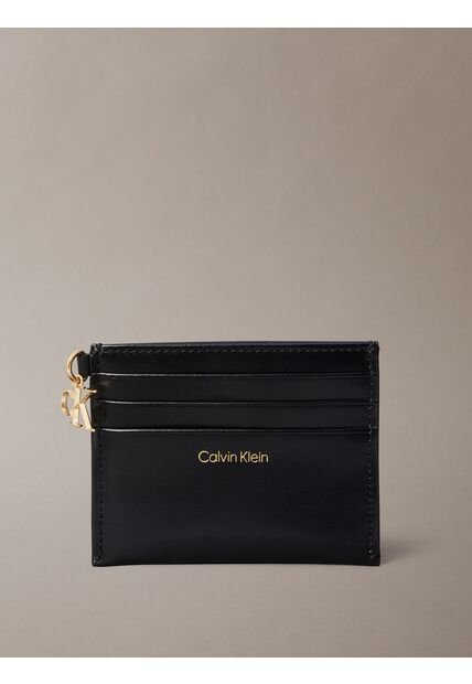 Tarjetero Negro De Cuero Con Cremallera Calvin Klein