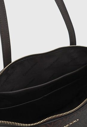 Bolso Tote Marrón-Café-Dorado Calvin Klein