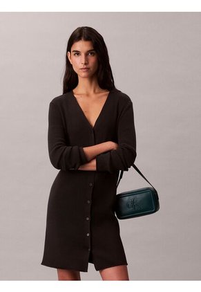 Bolso Azul Cruzado Con Logo Monograma Grabado Calvin Klein