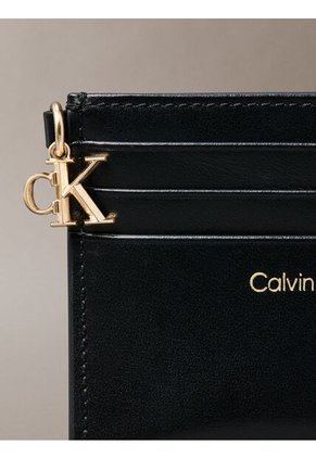 Tarjetero Negro De Cuero Con Cremallera Calvin Klein