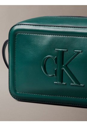 Bolso Azul Cruzado Con Logo Monograma Grabado Calvin Klein