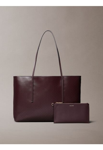 Bolso Café Tote Con Logo Monograma Con Bolsito Calvin Klein