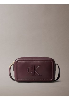Bolso Marrón Cruzado Con Logo Monograma Grabado Calvin Klein