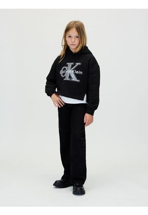 Buzo Negro De Felpa Con Monograma Festivo Calvin Klein