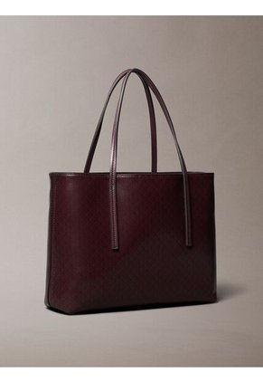 Bolso Café Tote Pequeño Con Logo Monograma Con Bolsito Calvin Klein