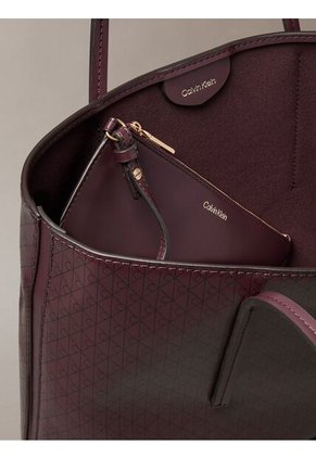 Bolso Café Tote Pequeño Con Logo Monograma Con Bolsito Calvin Klein