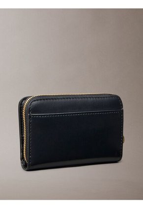 Billetera Negra De Cuero Mediana Con Cremallera Calvin Klein