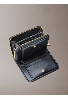 Billetera Negra De Cuero Mediana Con Cremallera Calvin Klein