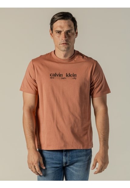 Camiseta Rosa Con Gráfico De Logo Calvin Klein