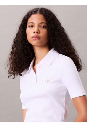 Polo Blanco Con Insignia Calvin Klein