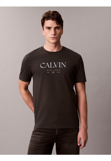 Camiseta Negra Con Gráfico De Logo Calvin Klein