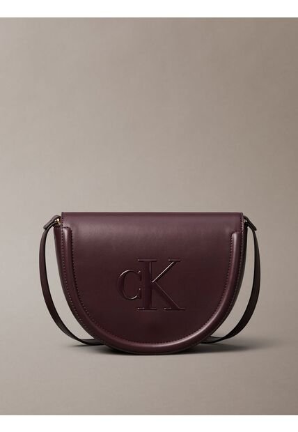 Bolso Marrón Saddle Con Monograma Grabado Calvin Klein