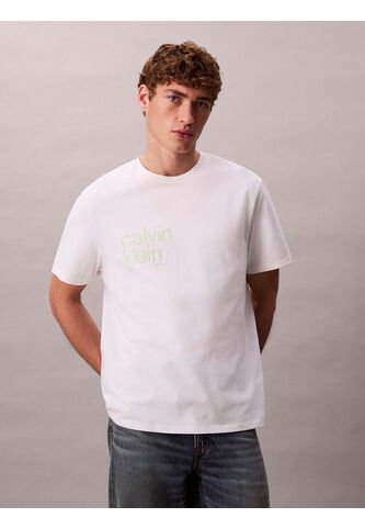 Camiseta Blanca Con Logo Estampado En Alineado Derecho Calvin Klein Calvin Klein