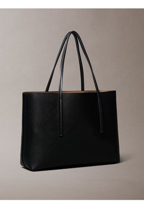 Bolso Negro Tote Pequeño Con Logo En Lámina Metálica Calvin Klein