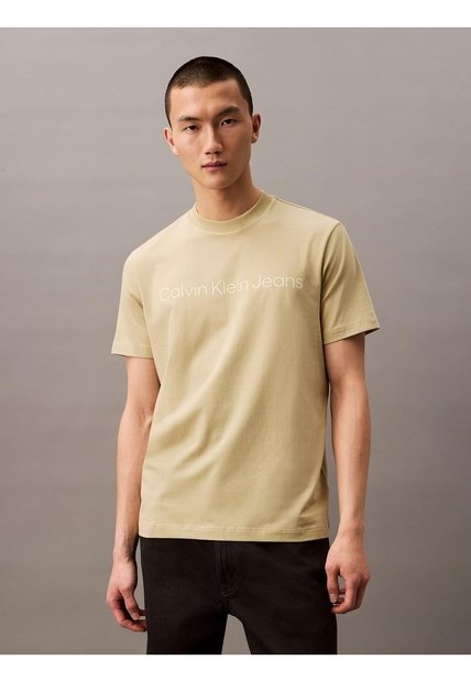 Camiseta Amarilla Regular Con Logotipo Calvin Klein