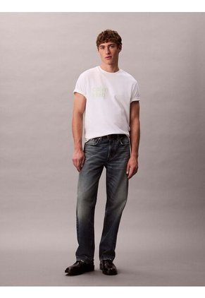 Camiseta Blanca Con Logo Estampado En Alineado Derecho Calvin Klein