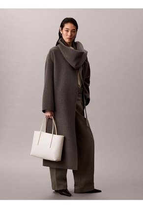 Bolso Blanco Tote Pequeño Con Logo Monograma Con Bolsito Calvin Klein