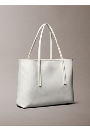 Bolso Blanco Tote Pequeño Con Logo Monograma Con Bolsito Calvin Klein