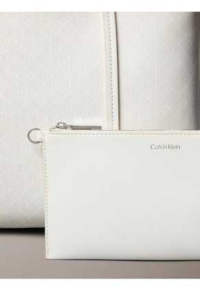 Bolso Blanco Tote Pequeño Con Logo Monograma Con Bolsito Calvin Klein