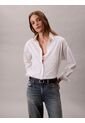 Camisa Blanca Abotonada Con Logo Estampado All Over Calvin Klein de Calvin Klein