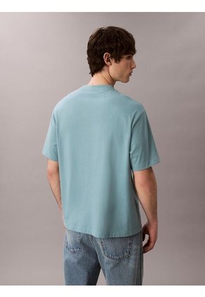 Camiseta Azul De Algodón Grueso Con Logo Cursivo Calvin Klein