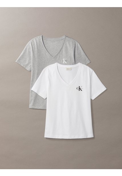 Pack Gris De 2 Camisetas Con Cuello En V Calvin Klein