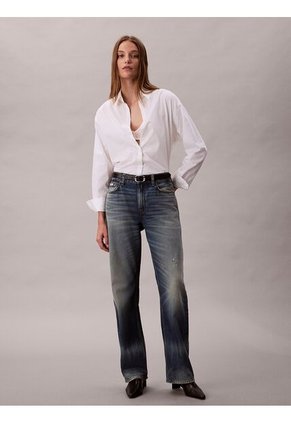 Camisa Blanca Abotonada Con Logo Estampado All Over Calvin Klein