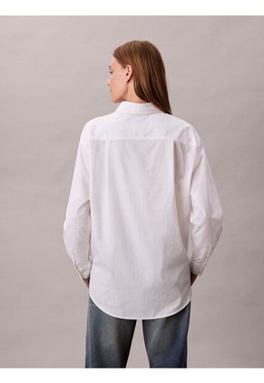 Camisa Blanca Abotonada Con Logo Estampado All Over Calvin Klein