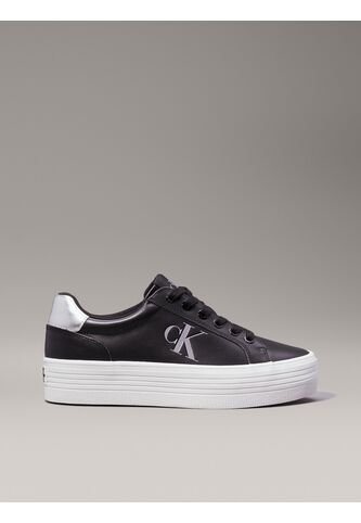 Tenis Negro De Plataforma De Cuero Calvin Klein Calvin Klein