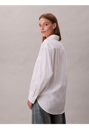 Camisa Blanca Abotonada Con Logo Estampado All Over Calvin Klein