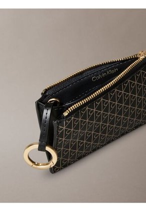 Tarjetero Negro Con Cremallera Con Logo Monograma Calvin Klein