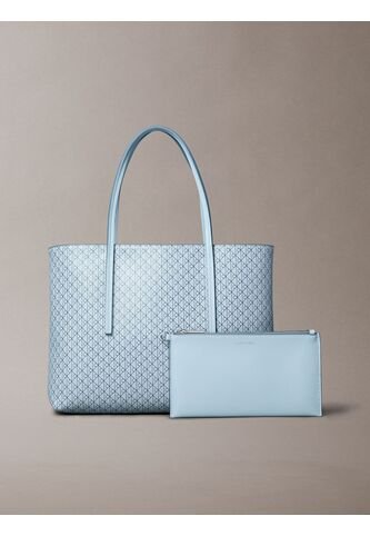 Bolso Azul Tote Pequeño Con Logo Monograma Con Bolsito Calvin Klein Calvin Klein