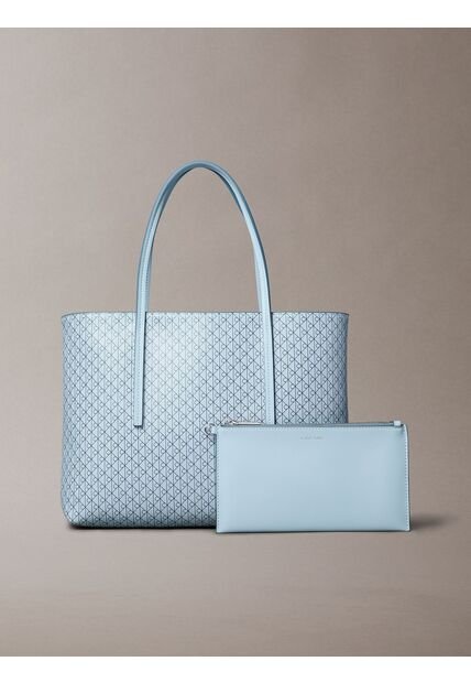 Bolso Azul Tote Pequeño Con Logo Monograma Con Bolsito Calvin Klein