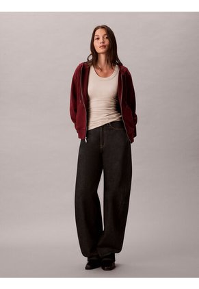 Buzo Rojo Con Capota Y Cierre De Cremallera Calvin Klein