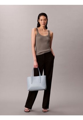 Bolso Azul Tote Pequeño Con Logo Monograma Con Bolsito Calvin Klein