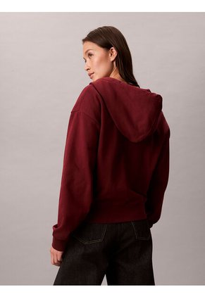 Buzo Rojo Con Capota Y Cierre De Cremallera Calvin Klein