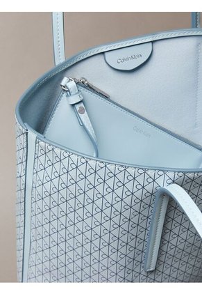 Bolso Azul Tote Pequeño Con Logo Monograma Con Bolsito Calvin Klein