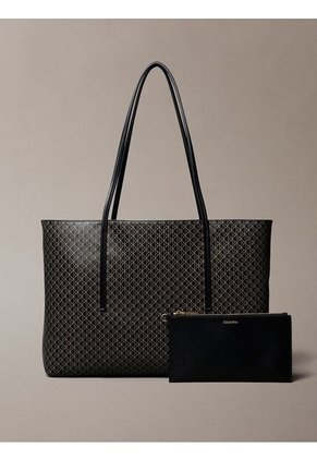 Bolso Negro Tote Con Logo Monograma Con Bolsito Calvin Klein