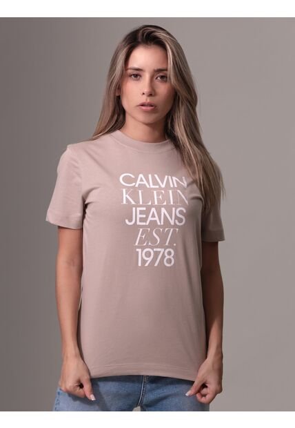 Camiseta Rosada Regular Con Logo Mixed Calvin Klein