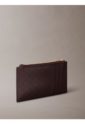 Tarjetero Café Con Cremallera Con Logo Monograma Calvin Klein