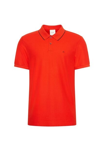 Polo Rojo De Manga Corta En Tejido Piqué Calvin Klein