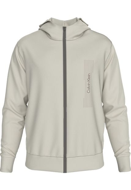 Buzo Beige Con Capota Y Logo Horizontal Calvin Klein