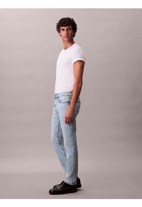 Jeans Celeste De Corte Slim Con Efecto Marmoleado Calvin Klein