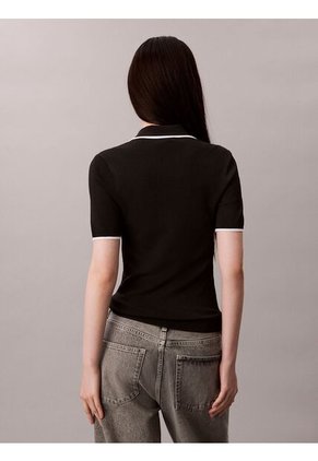 Polo Negro Con Detalles En Contraste Calvin Klein