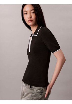 Polo Negro Con Detalles En Contraste Calvin Klein