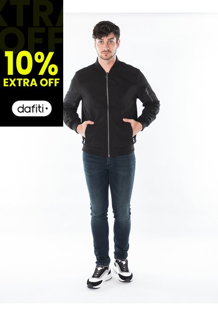 Chaqueta Negra Con Cremallera Para Hombre Calvin Klein