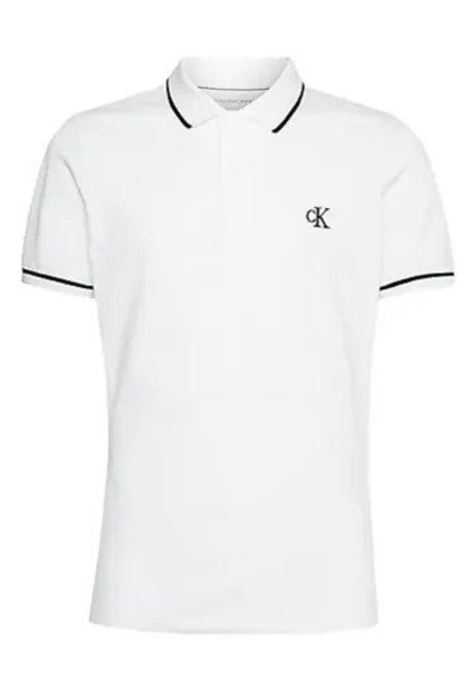 Polo Blanco Para Niño Regular Con Ribetes A Contraste Calvin Klein