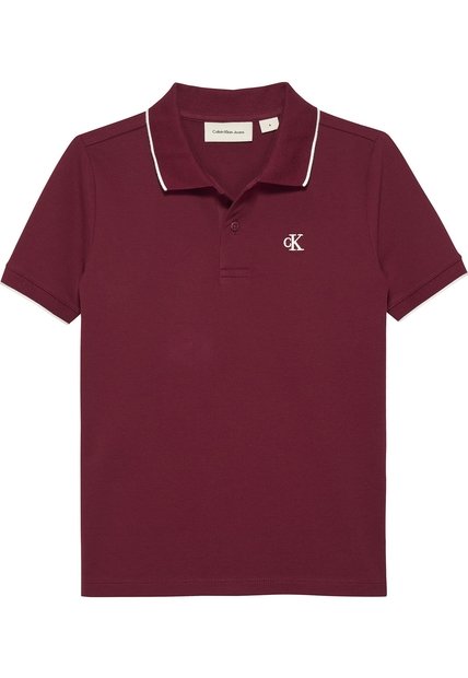 Polo Vino Para Niño Tinto Regular Con Ribetes A Contraste Calvin Klein