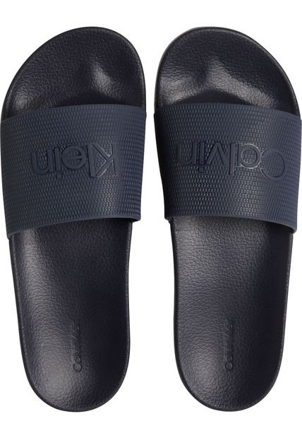 Sandalias Con Logo Texturizado Azul Calvin Klein